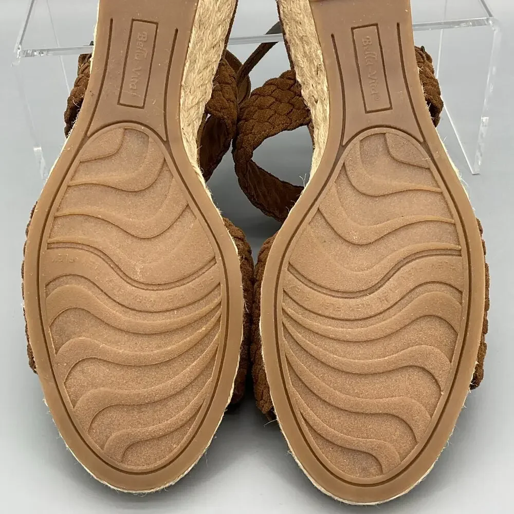 NEW Bella Vita Women’s Mariela Espadrille Wedge Sandals Brown Size 11W